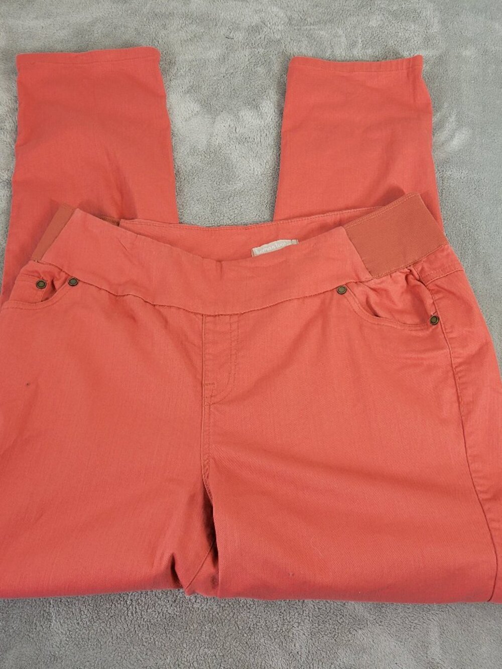 Woman Within Pants 16W Dusty Rose Pink Tapered Pull On Elastic Waist SL114E